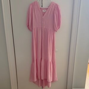 Xirena Pink Maxi Dress with Puff Sleeves